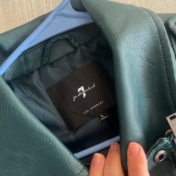 Vegan emerald green leather jacket - Picture 3 of 4